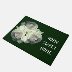 Home Sweet Home White Roses Bouquet Doormat