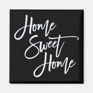 Home Sweet Home White Typography Black Magnet