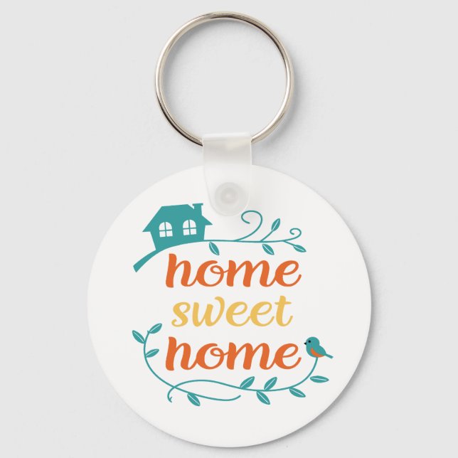Home Sweet Home with Bird and House Key Ring (Front)