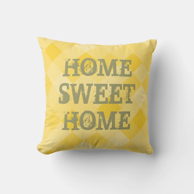 Home sweet home yellow mosaic tile throw pillow (Front)