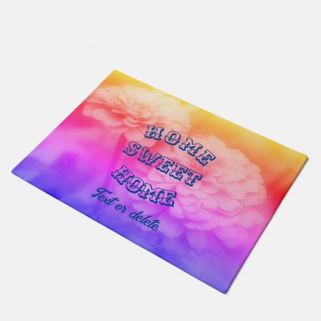 Home Sweet Home Zinnia Flower Personalised Doormat (Angled)