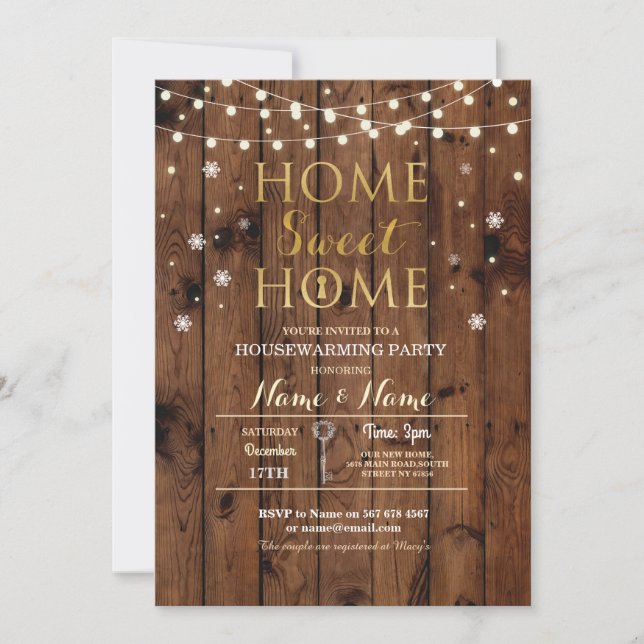 Home Sweet Housewarming Snowflake Christmas Invite (Front)