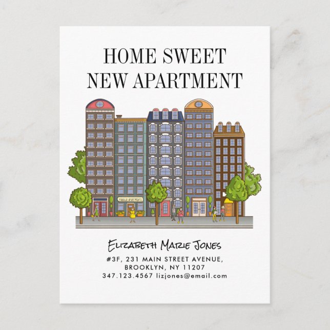 Home Sweet New Apartment Moved to the City Moving Announcement Postcard (Front)