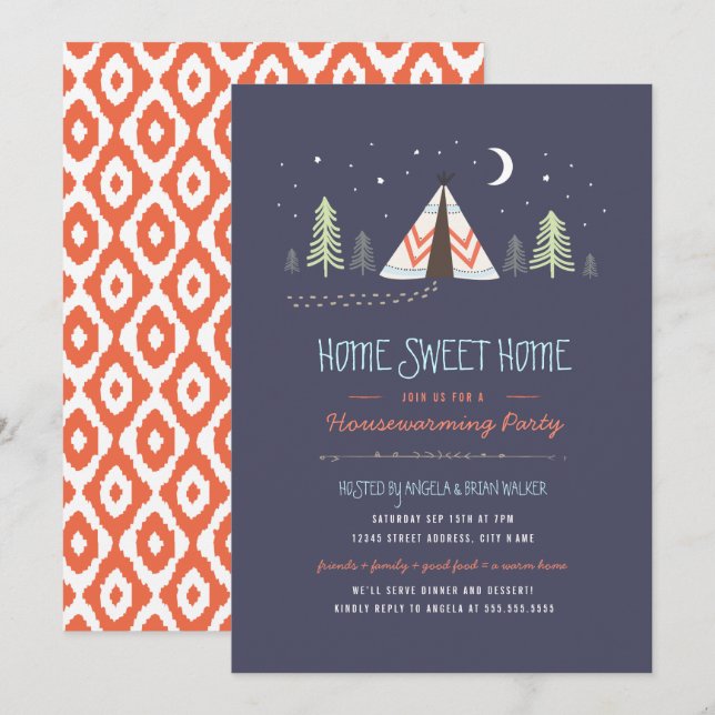 Home Sweet Tipi Housewarming Invite (Front/Back)