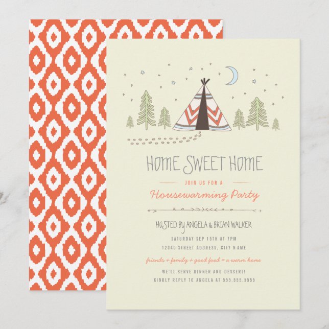 Home Sweet Tipi Housewarming Invite (Front/Back)