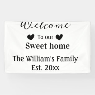 Home sweet welcome add family name year d banner