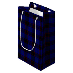 Home tartan blue black plaid small gift bag