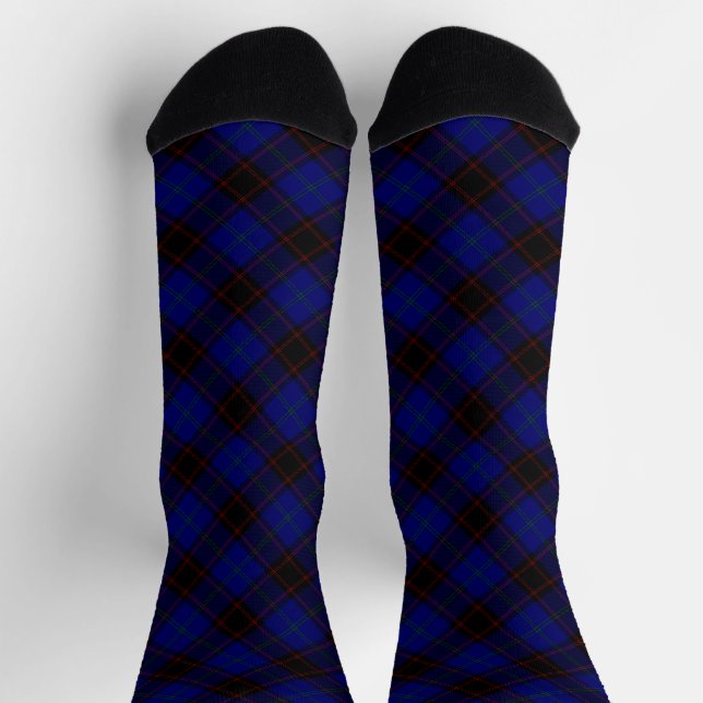 Home tartan blue black plaid socks (Top)