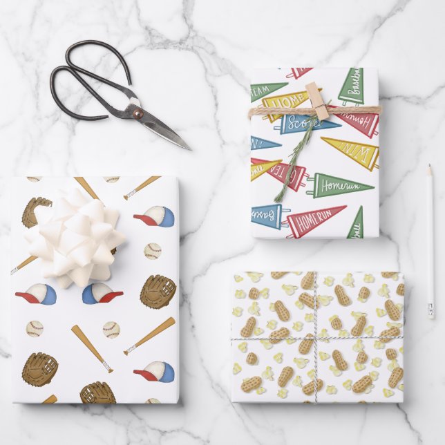 Home Team Opening Day Baseball Old Fashioned Wrapping Paper Sheet (Front)