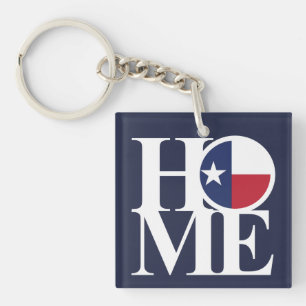 HOME Texas Lone Star Keychain Small Square BLUE