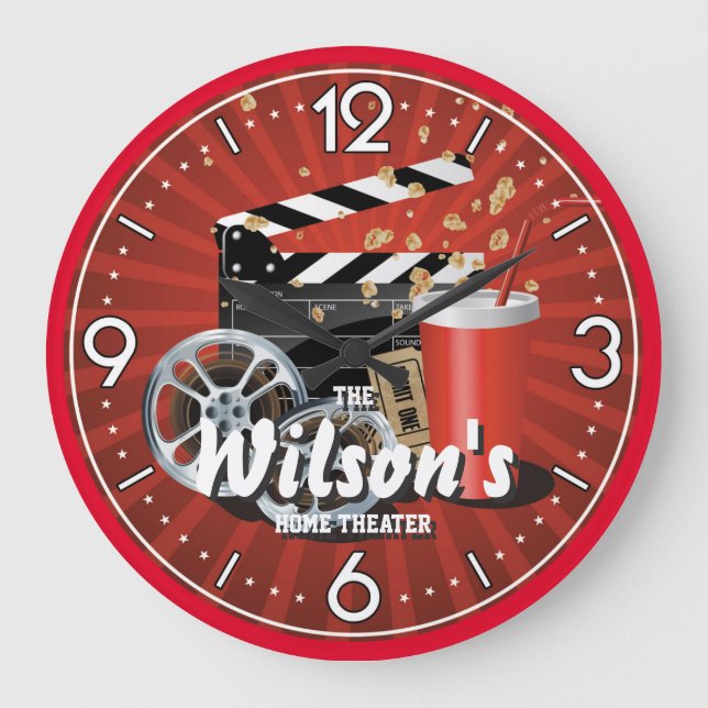 Home Theatre Cinema Personalizable Wall Clock (Front)
