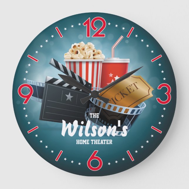 Home Theatre Cinema Personalizable Wall Clock (Front)