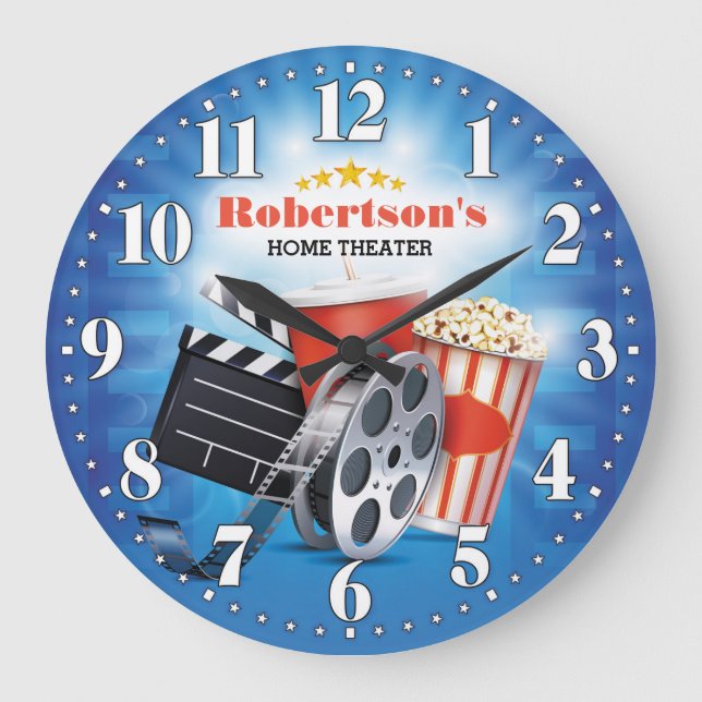Home Theatre Cinema Personalizable Wall Clock (Front)
