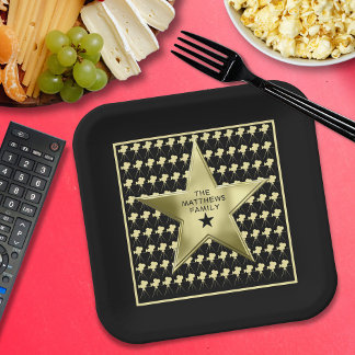 Home Theatre Personalised Family Name Movie Star Paper Plate