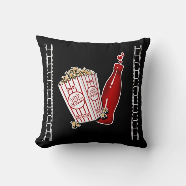 Home Theatre Throw Pillow with Popcorn (Front)