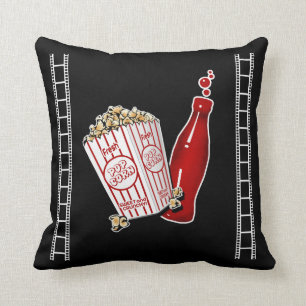 Home Theatre Throw Pillow with Popcorn