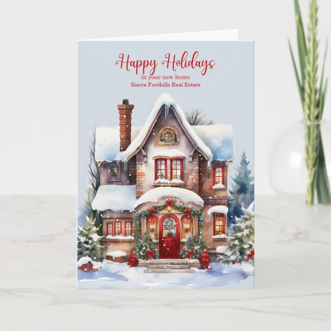 Home Themed Business Greeting from Realtor Custom Holiday Card (Front)