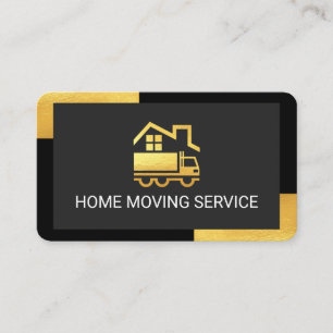 Home Truck Movers On Black Gold Tab Corners Business Card