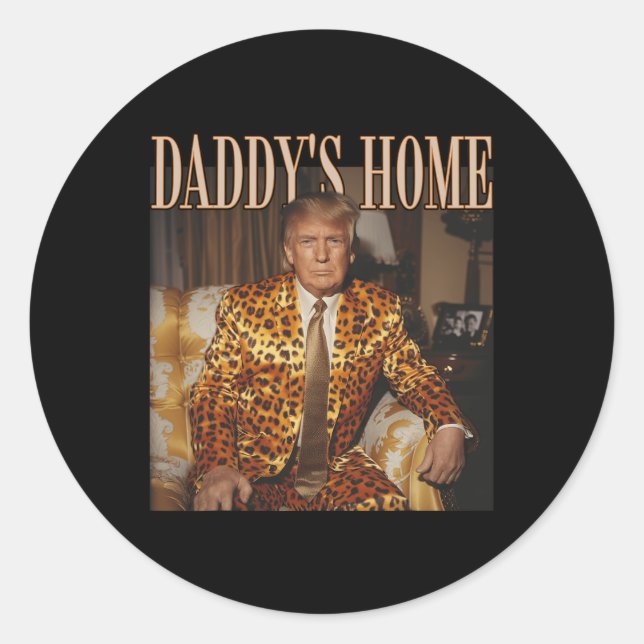 Home Trump Shirt Trump 2024 Leopard Funny Maga  Classic Round Sticker (Front)