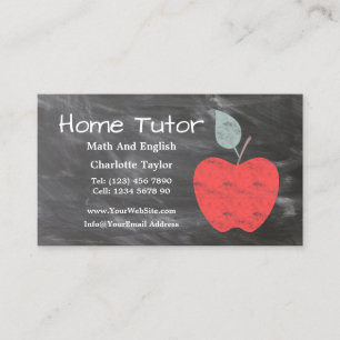Home Tutor Teacher Apple Scrubbed Chalkboard V2 Business Card