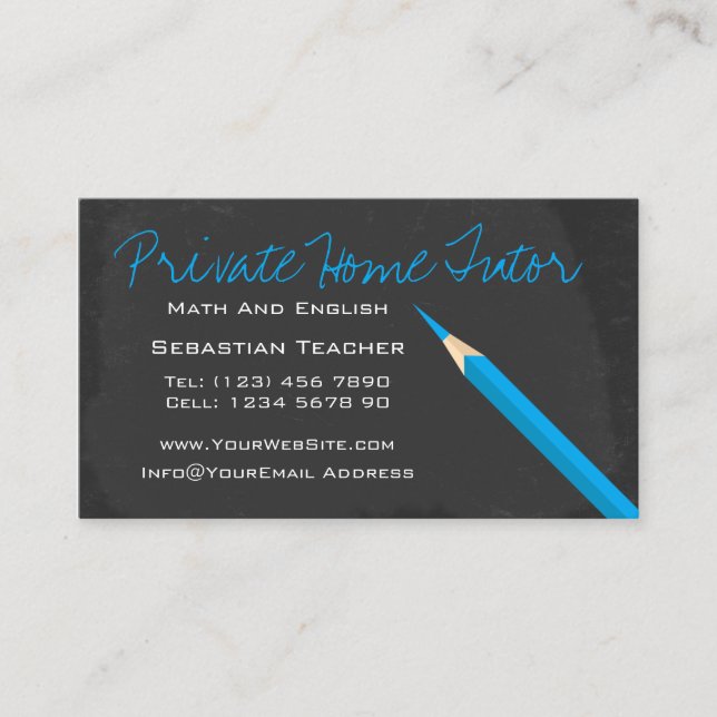 Home Tutor Teacher Pencil Business Card (Front)
