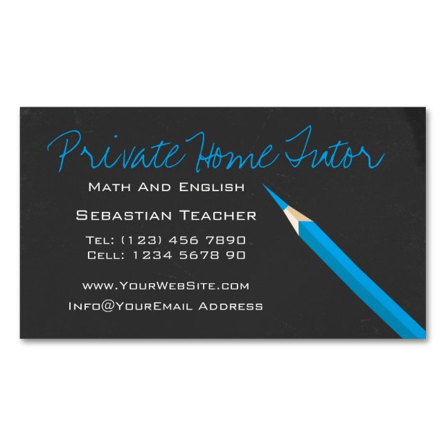 Home Tutor Teacher Pencil Magnetic Business Card (Front)