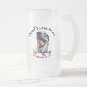 Home Tweet Home Bird Dog Frosted Glass Beer Mug