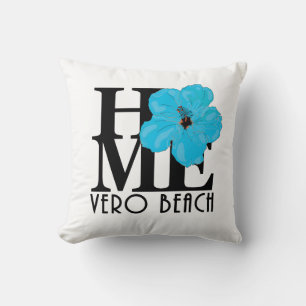 HOME Vero Beach Florida Blue Hibiscus Cushion