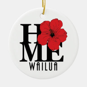 HOME Wailua Hawaii red Hibiscus Ceramic Tree Decoration
