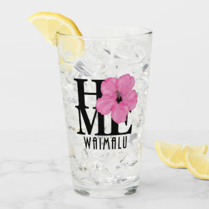 HOME Waimalu Hawaii Pink Hibiscus Glass