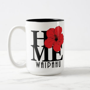 HOME Waipahu Hawaii Red Hibiscus 15oz Two-Tone Coffee Mug