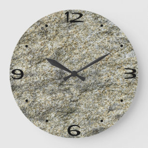 Home Wall Room Art Rock Natural Granite Texture  Large Clock