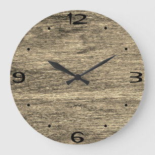 Home Wall Room Oak Wood Grain Rustic Ranch Cut  Large Clock