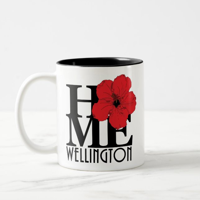 HOME Wellington red hibiscus 11oz Two-Tone Coffee Mug (Left)