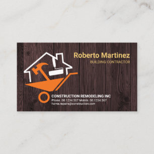Home Wheelbarrow Repair Tools On Timber Business Card