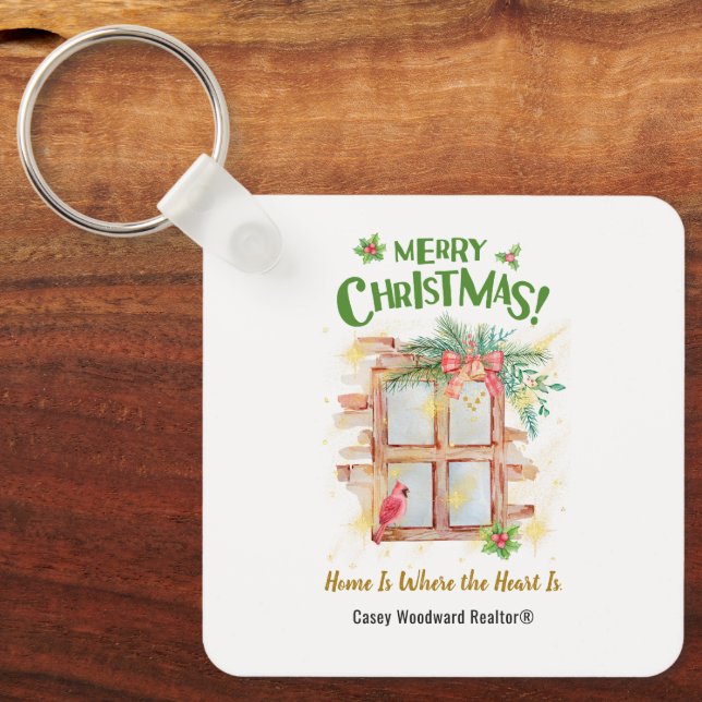 Home Where the Heart Is Realtor Christmas Budget  Key Ring (Front)