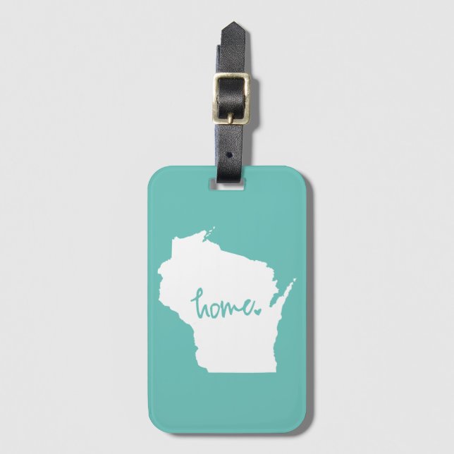 Home Wisconsin Custom Colour Luggage Tag (Front Vertical)