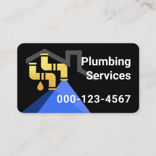 Home With Leaking Plumbing Gold Pipes Business Card