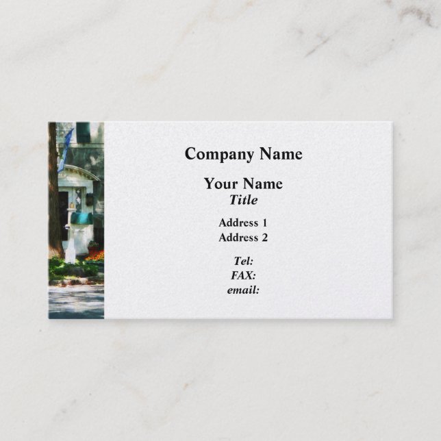 Home With Turquoise Shutters Business Card (Front)