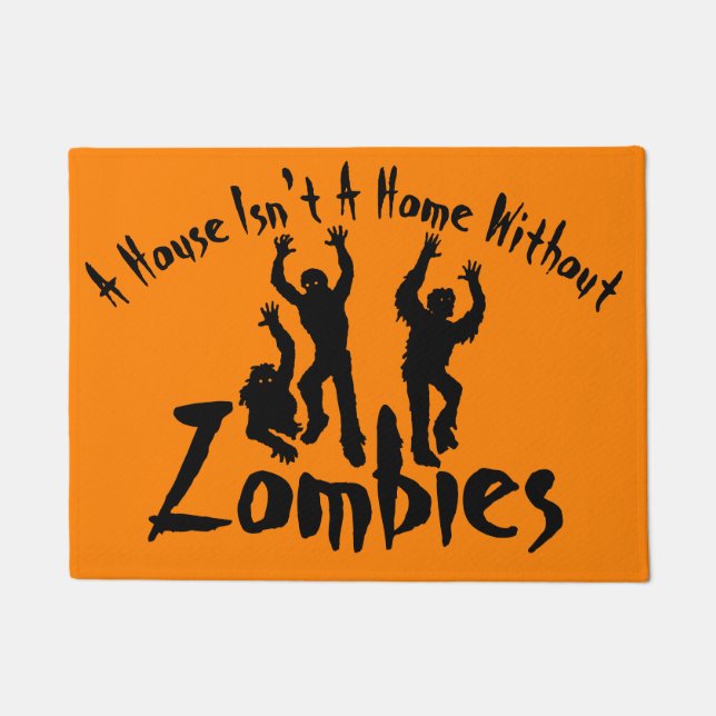 Home with Zombies Halloween Decor Doormat (Front)