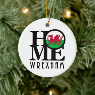 HOME Wrexham Wales Ceramic Tree Decoration