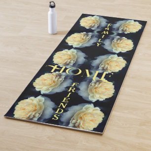 Home Yellow Rose Abstract Inspirational Words Yoga Mat
