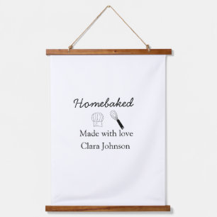 Homebaked bakery made with love add name details hanging tapestry