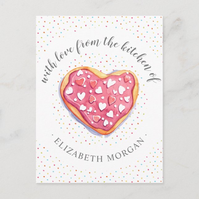 homebaked goods doughnuts and sprinkles monogram postcard (Front)