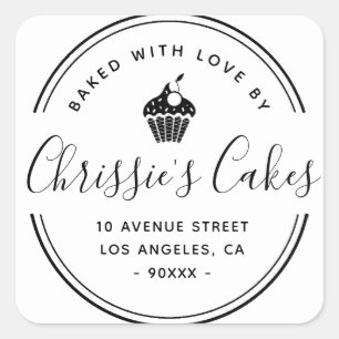 homebaked script lettering square sticker