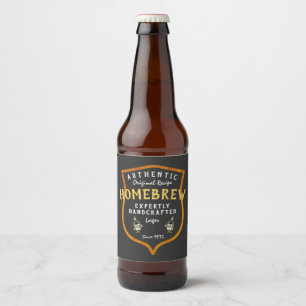 Homebrew Authentic Original Recipe Logo Crest Beer Bottle Label