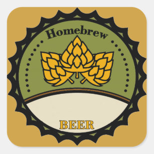 Homebrew Beer Label, add name. Square Sticker
