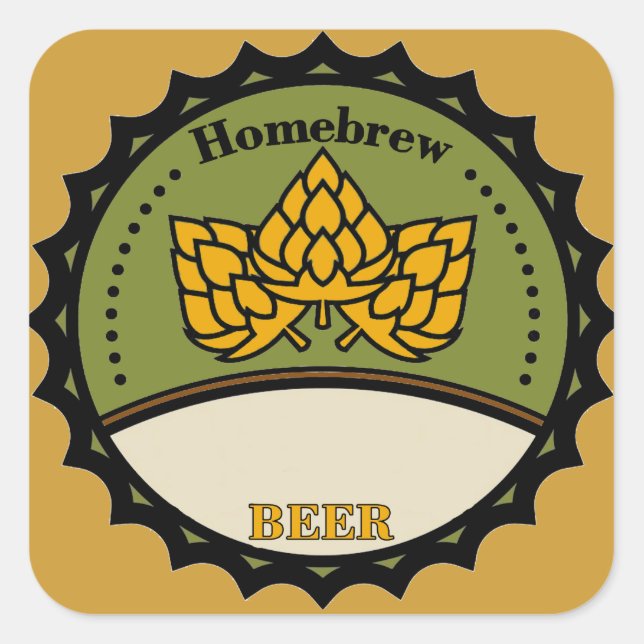 Homebrew Beer Label, add name. Square Sticker (Front)