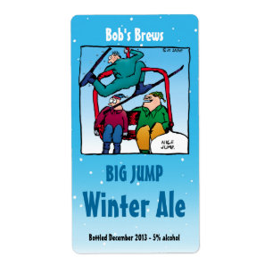 Homebrew Beer Labels with Funny Skiing Cartoon