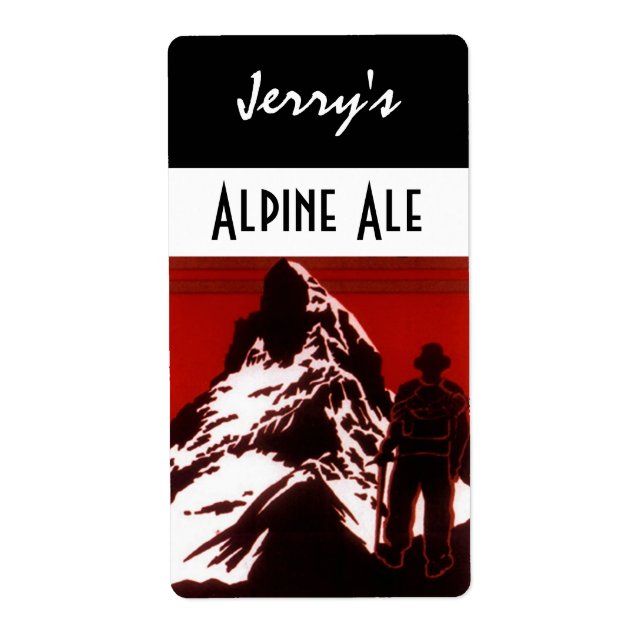 Homebrewing Beer Bottle Label Alpine Hiker Ale (Front)